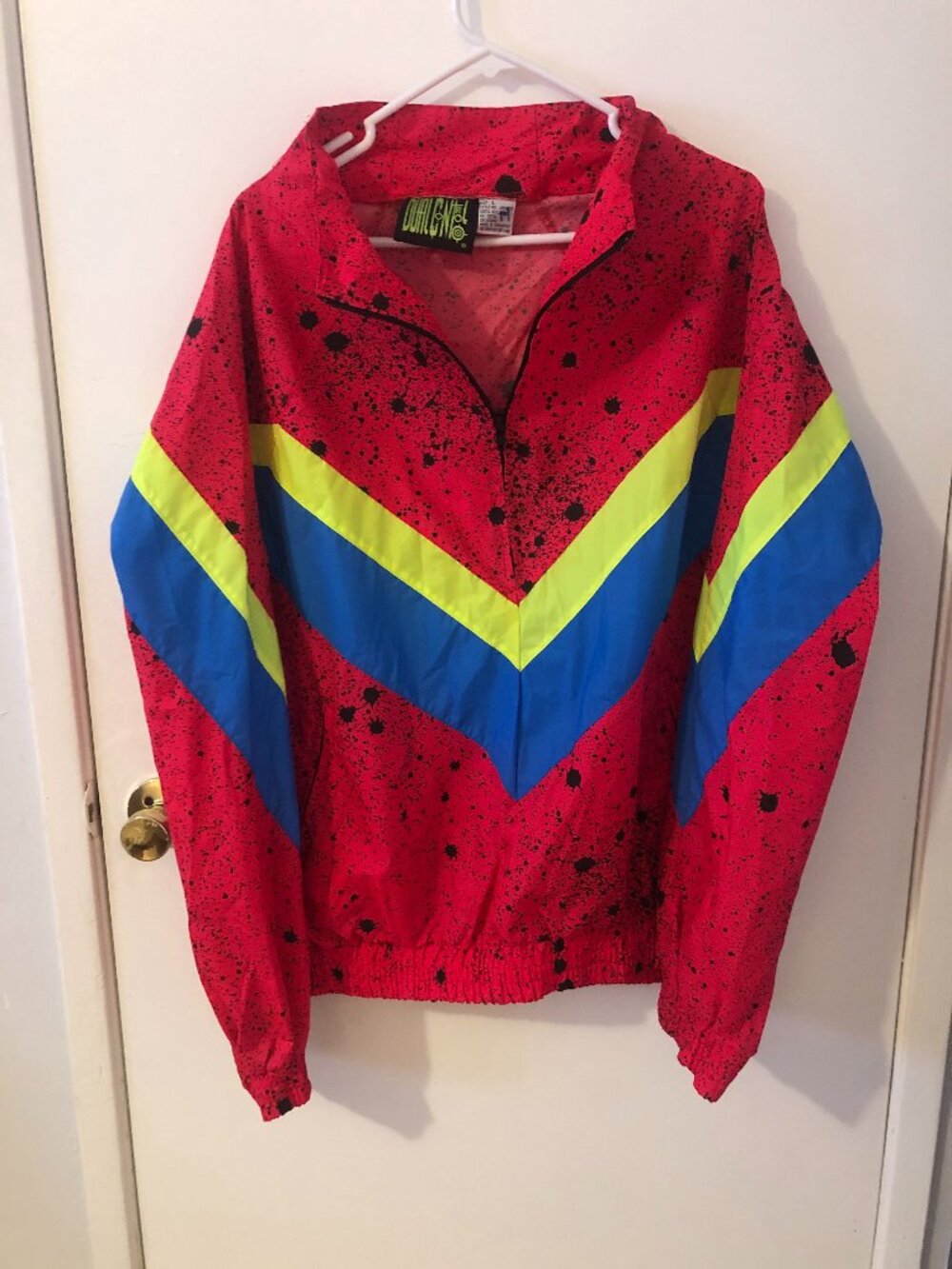 Dual Control Vintage 80s Neon Windbreaker Paint Splatter size Large
